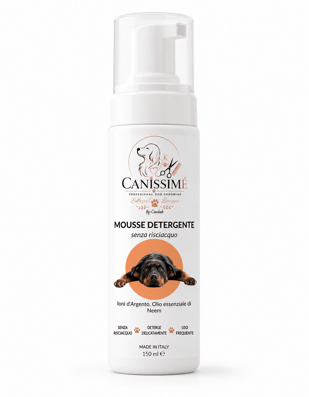 Mousse detergente con ioni d'argento e olio di Neem - cucina da cane