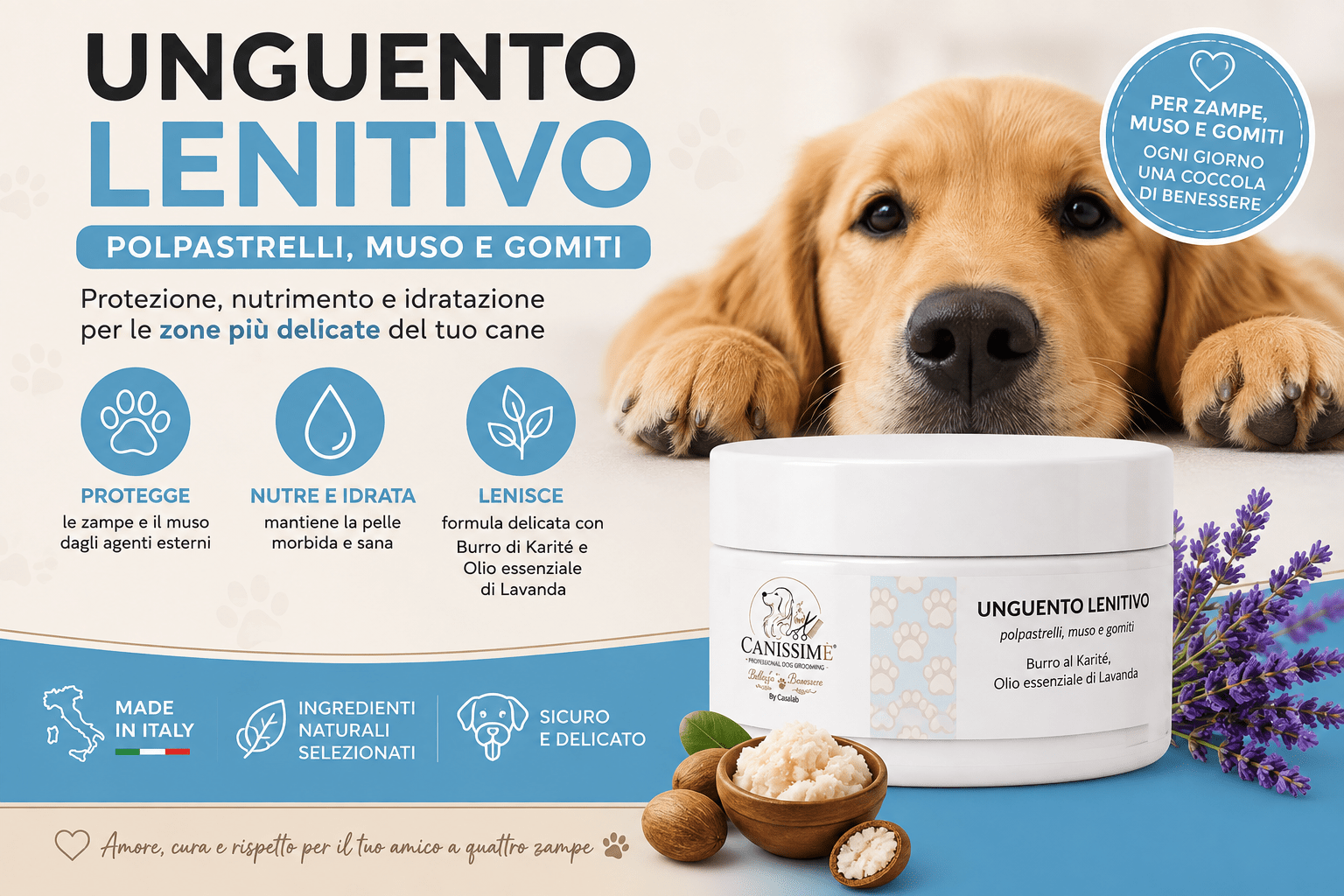 Unguento Lenitivo Protettivo polpastrelli, naso e gomiti - cucina da cane